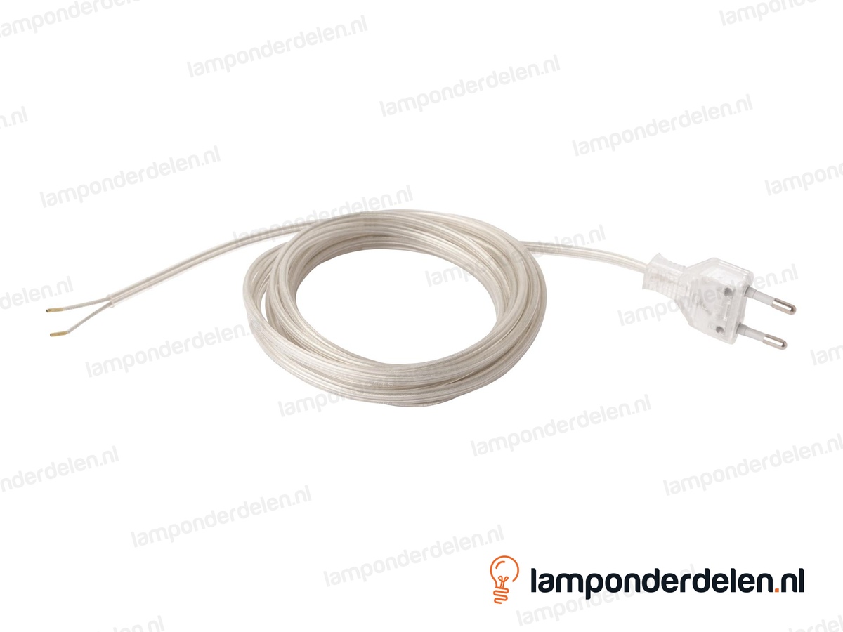 Aansluitsnoer transparant met eurostekker - 2 x 0,75 mm² - lengte 4 meter