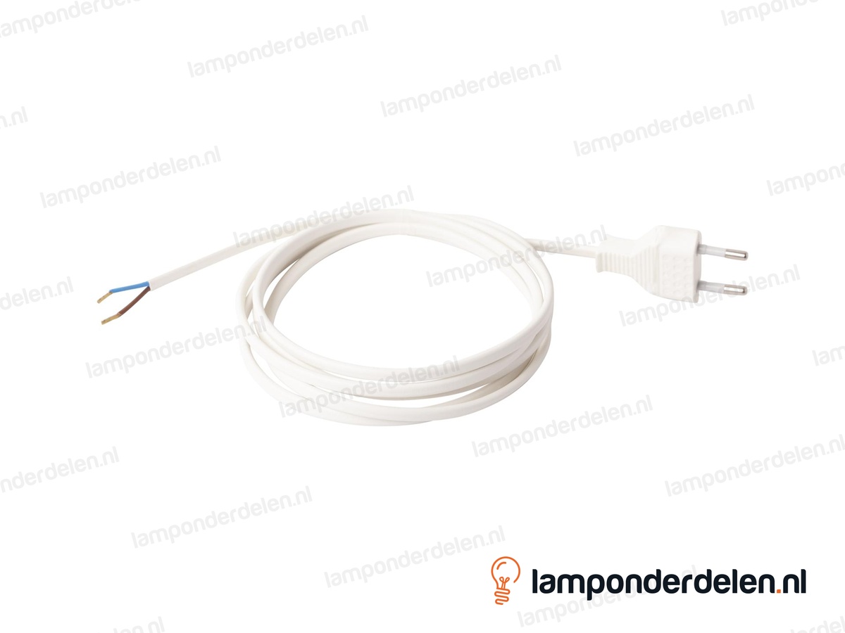 Aansluitsnoer wit met eurostekker - 2 x 0,75 mm² - lengte 1,5 meter