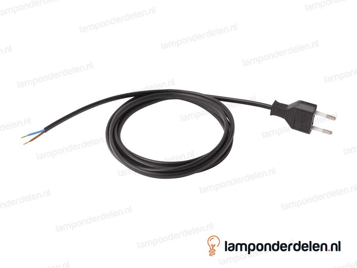 Aansluitsnoer zwart met eurostekker - 2 x 0,75 mm² - lengte 1,5 meter