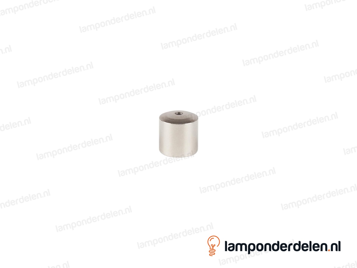 Afsluitknop messing nikkelkleurig met staalkabeldoorvoer - hoogte 12 mm - binnendraad M10x1
