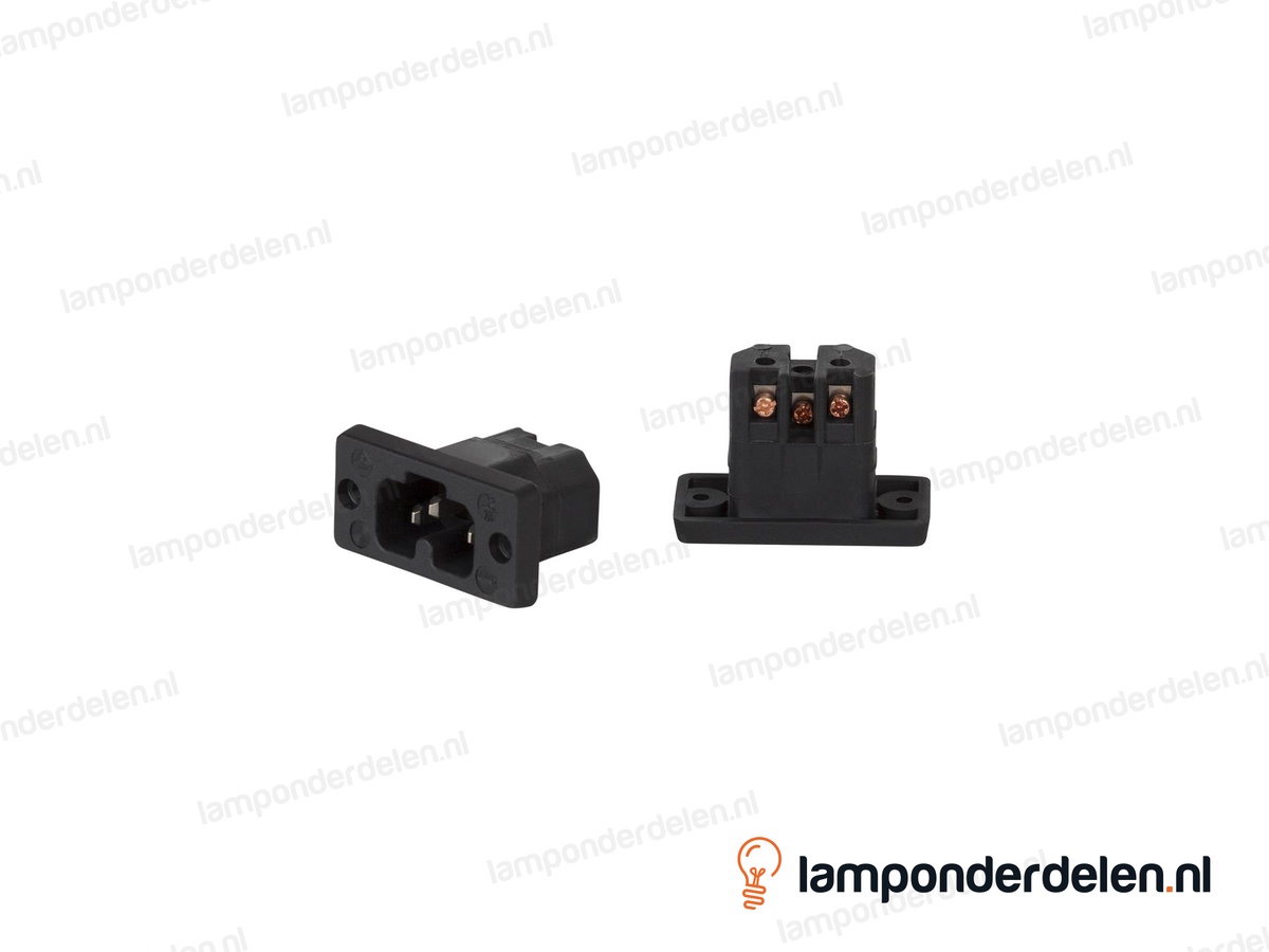 Apparaatstekker kunststof zwart inbouw 786 - max 155° - type C16A male