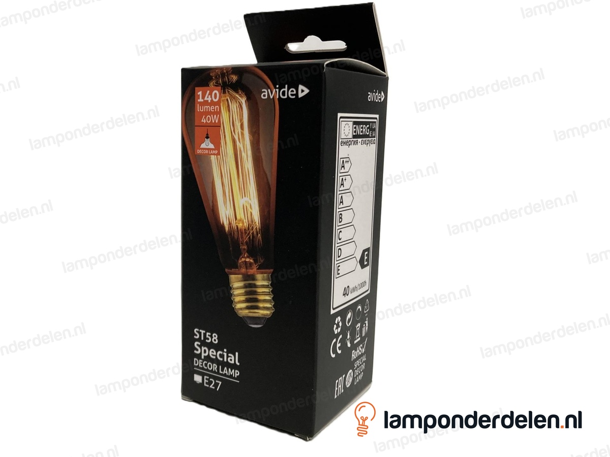 Avide - kooldraadlamp - edisonlamp - E27 - ST58 - goud - 40W