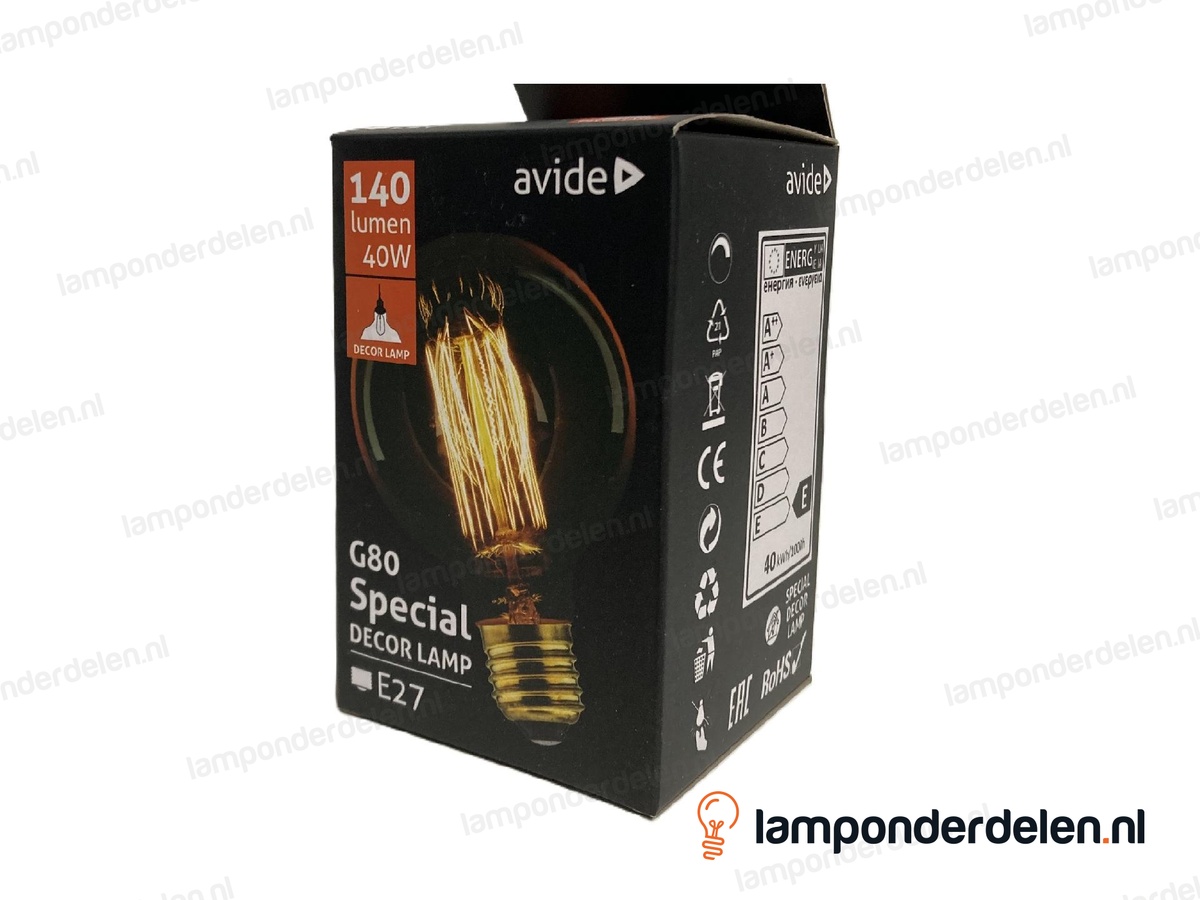 Avide - kooldraadlamp - globelamp - E27 - G80 - goud - 40W