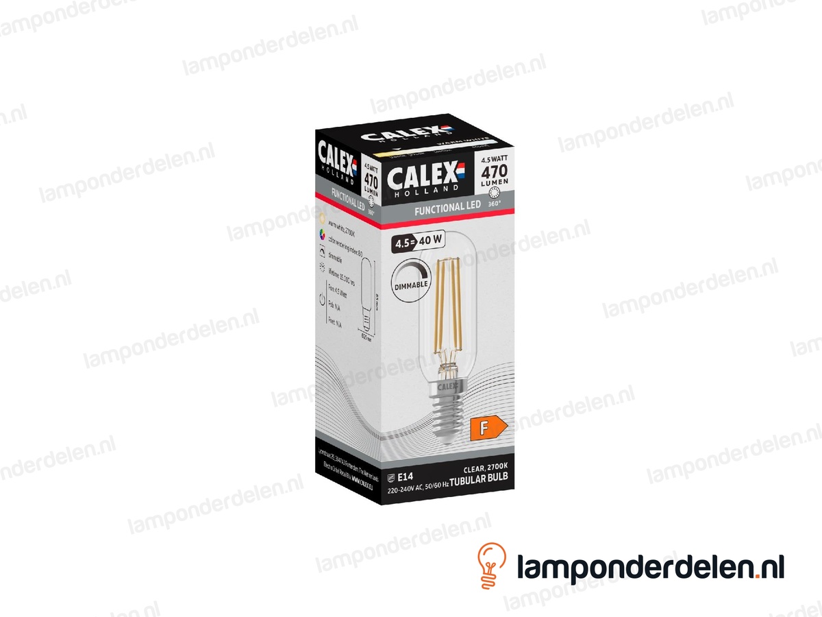 Calex filament LED buislamp - E14 - T25 - helder - 4,5 W - dimbaar