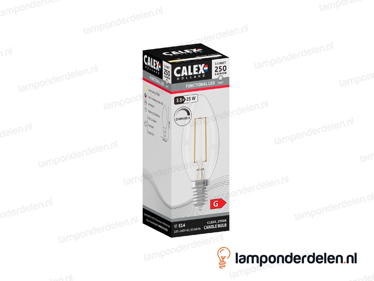 Calex filament LED kaarslamp - E14 - B35 - helder - 3,5 W - dimbaar