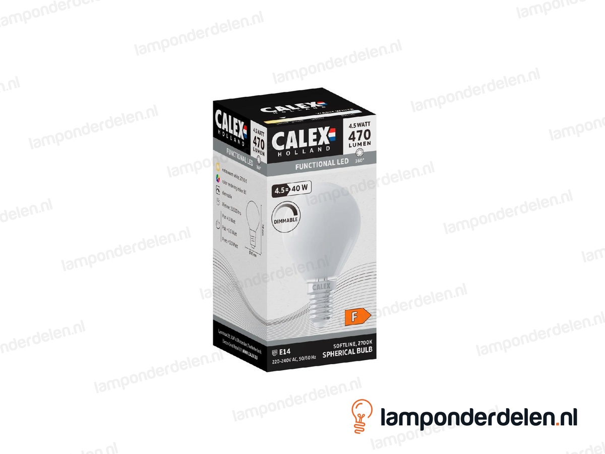Calex filament LED kogellamp - E14 - P45 - opaal - 4,5 W - dimbaar