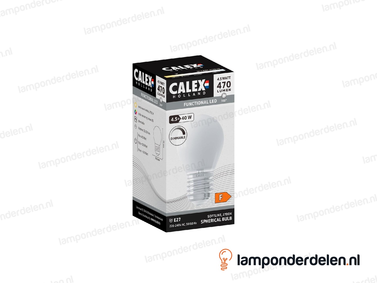 Calex filament LED kogellamp - E27 - P45 - opaal - 4,5 W - dimbaar