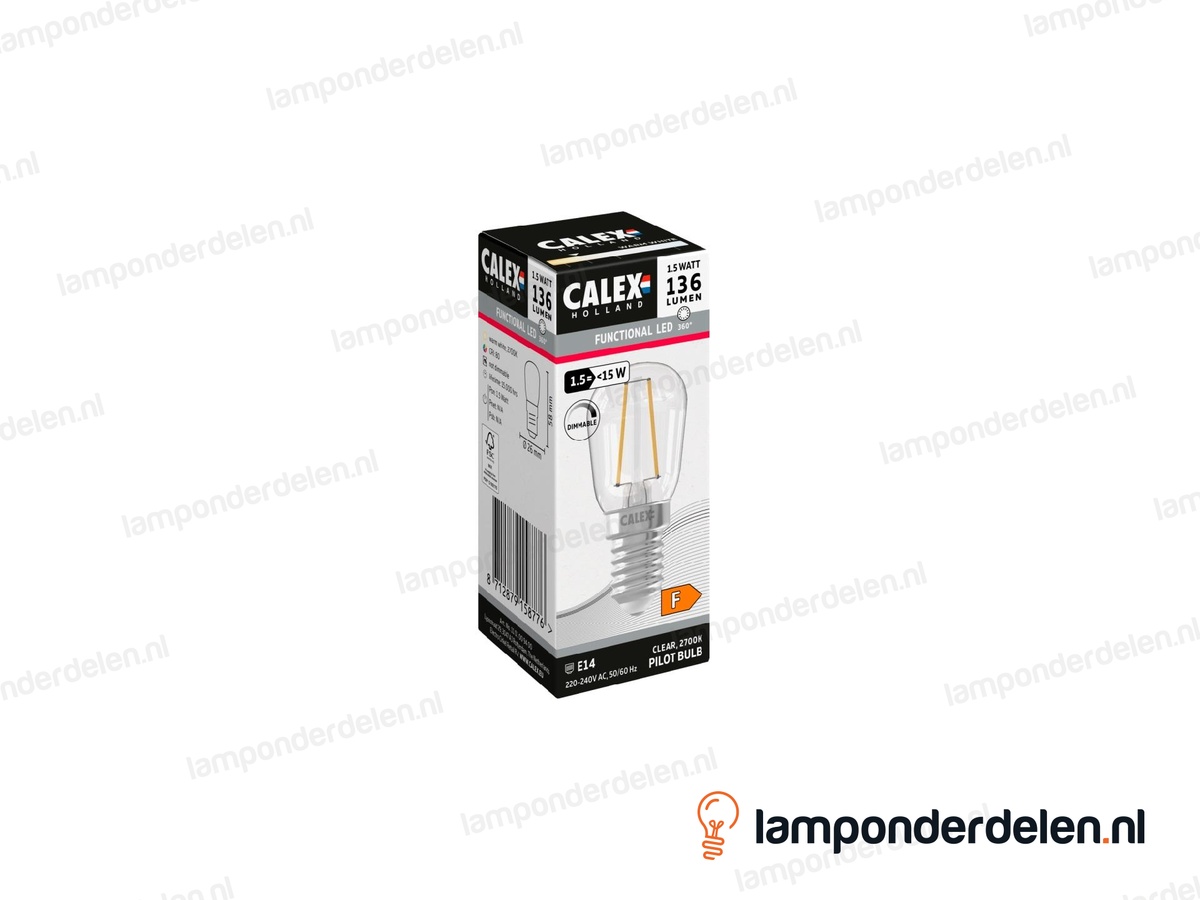 Calex filament LED parfumlamp - E14 - T26 - helder - 1,5 W - dimbaar