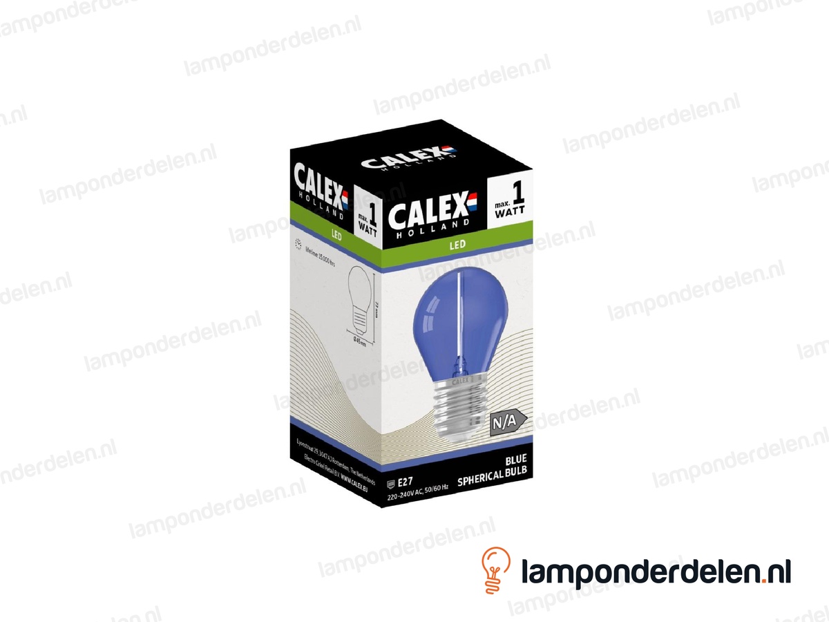 Calex filament LED prikkabellamp - E27 - P45 - blauw - 1 W