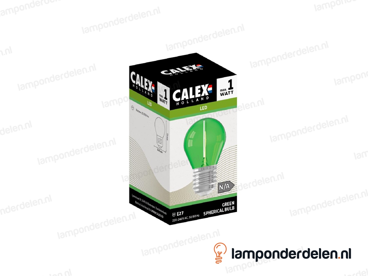 Calex filament LED prikkabellamp - E27 - P45 - groen - 1 W