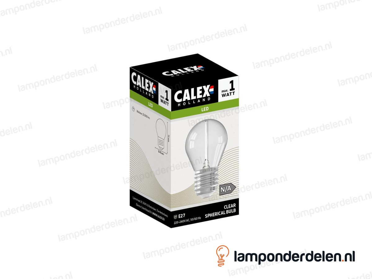 Calex filament LED prikkabellamp - E27 - P45 - helder - 1 W