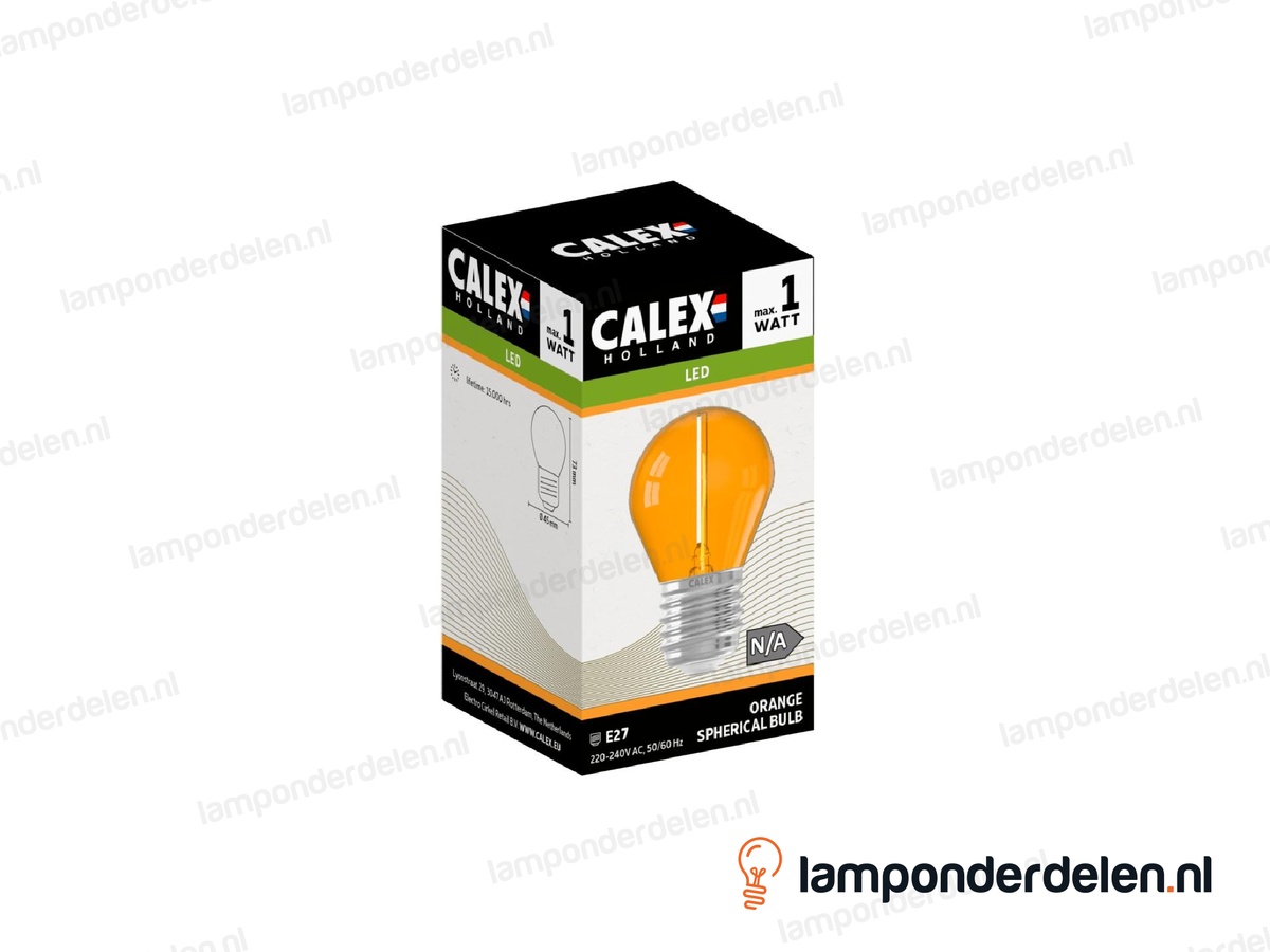 Calex filament LED prikkabellamp - E27 - P45 - oranje - 1 W