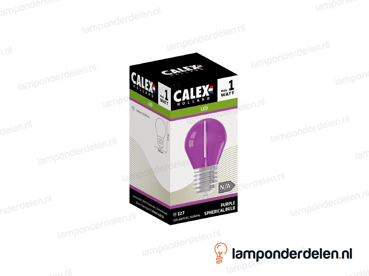 Calex filament LED prikkabellamp - E27 - P45 - paars - 1 W