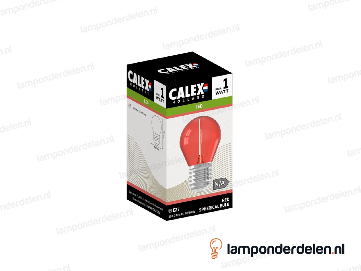 Calex filament LED prikkabellamp - E27 - P45 - rood - 1 W