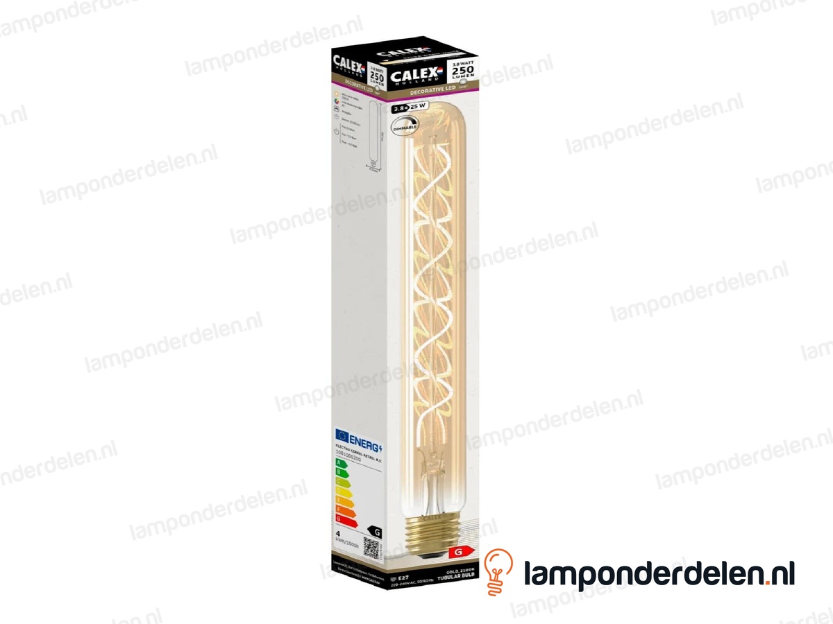 Calex flex filament LED buislamp - E27 - T32 - 300 mm - goud - 3,8 W - dimbaar