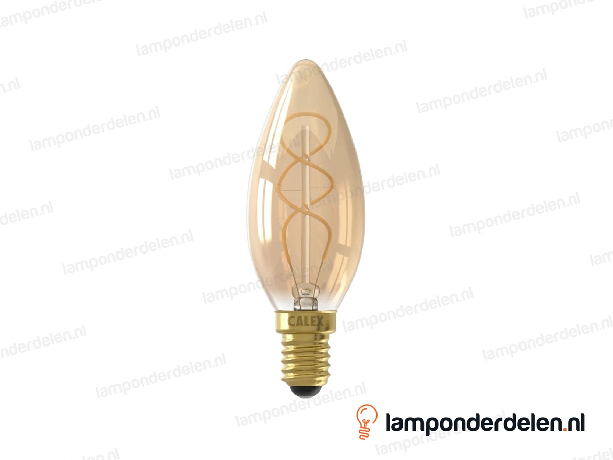 Calex flex filament LED kaarslamp - E14 - B35 - goud - 2,5 W - dimbaar