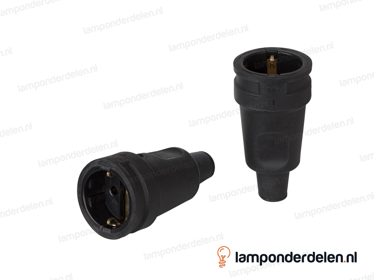 Contrastekker rubber zwart met randaarde - IP44