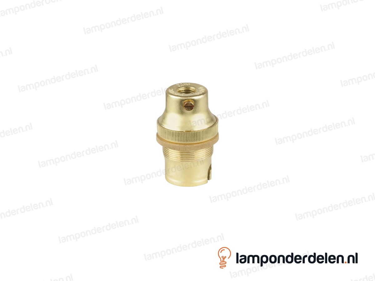 Fitting B22d messing doorlopend met één fittingschroefring