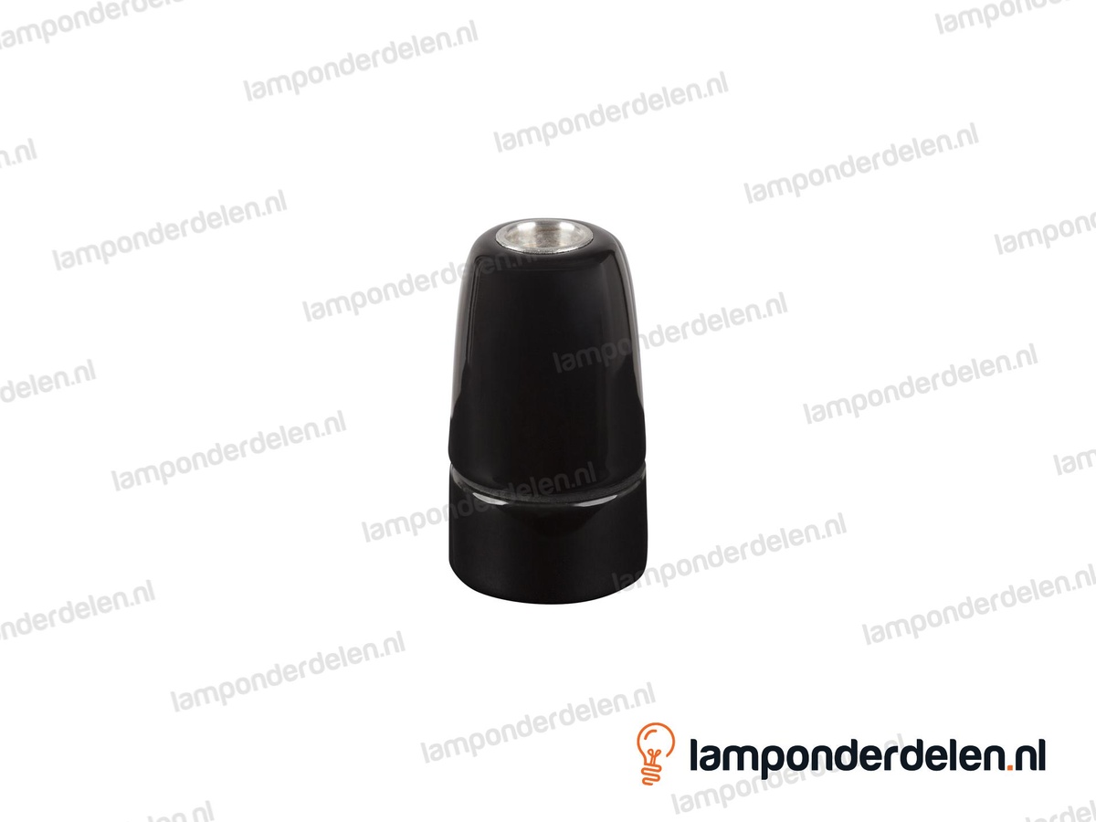 Fitting E14 porselein zwart