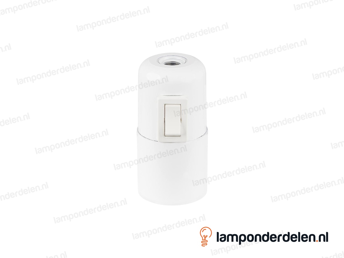 Fitting E27 bakeliet wit glad met wipschakelaar