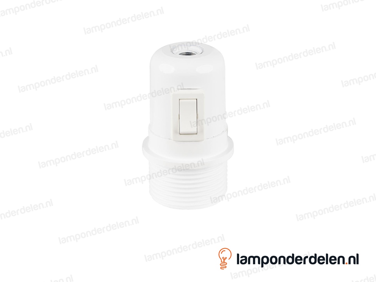 Fitting E27 bakeliet wit verhoogd met wipschakelaar