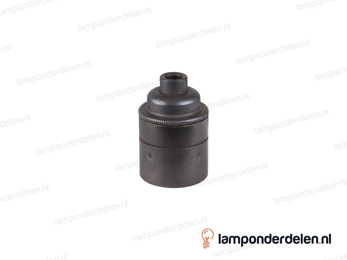 Fitting E27 messing donkerbronskleurig glad met aarde-aansluiting