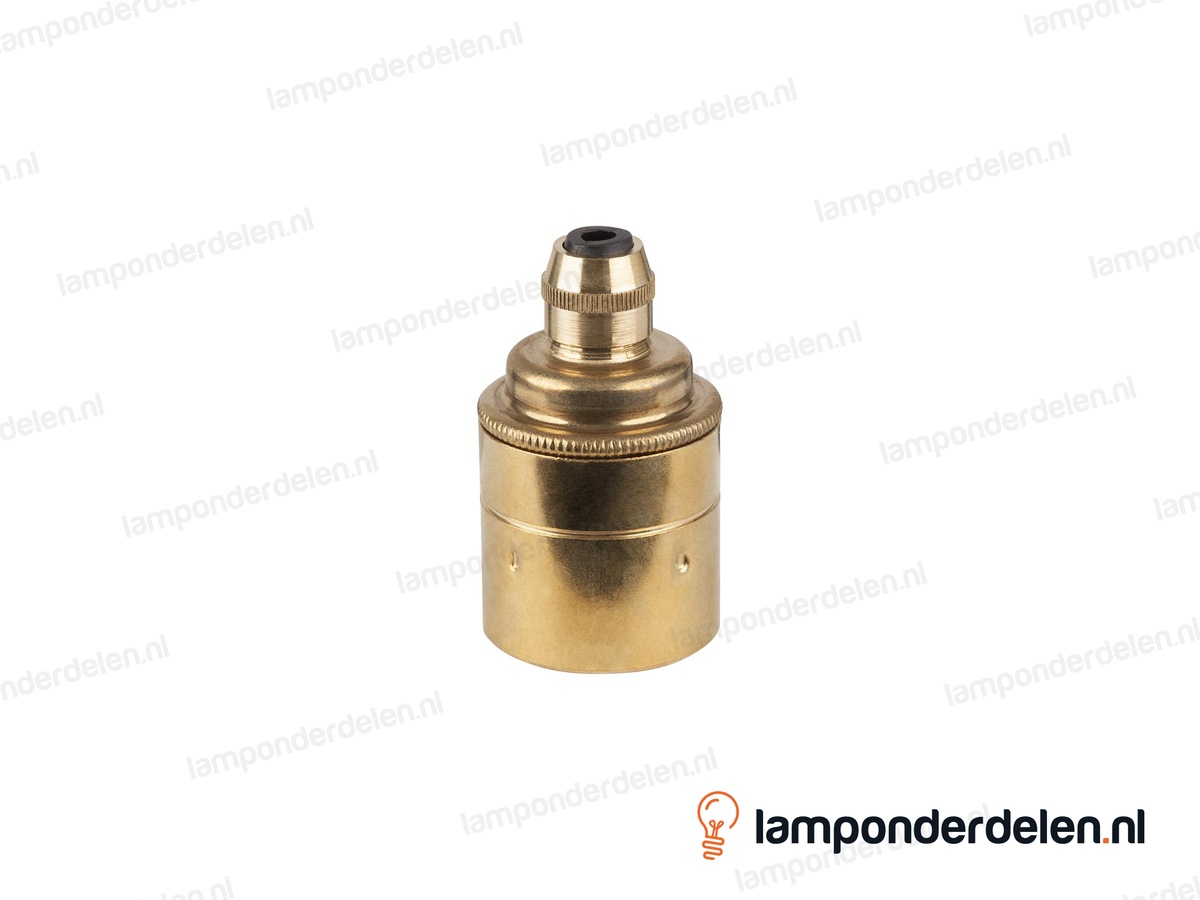 Fitting E27 messing glad met trekontlaster en aarde-aansluiting