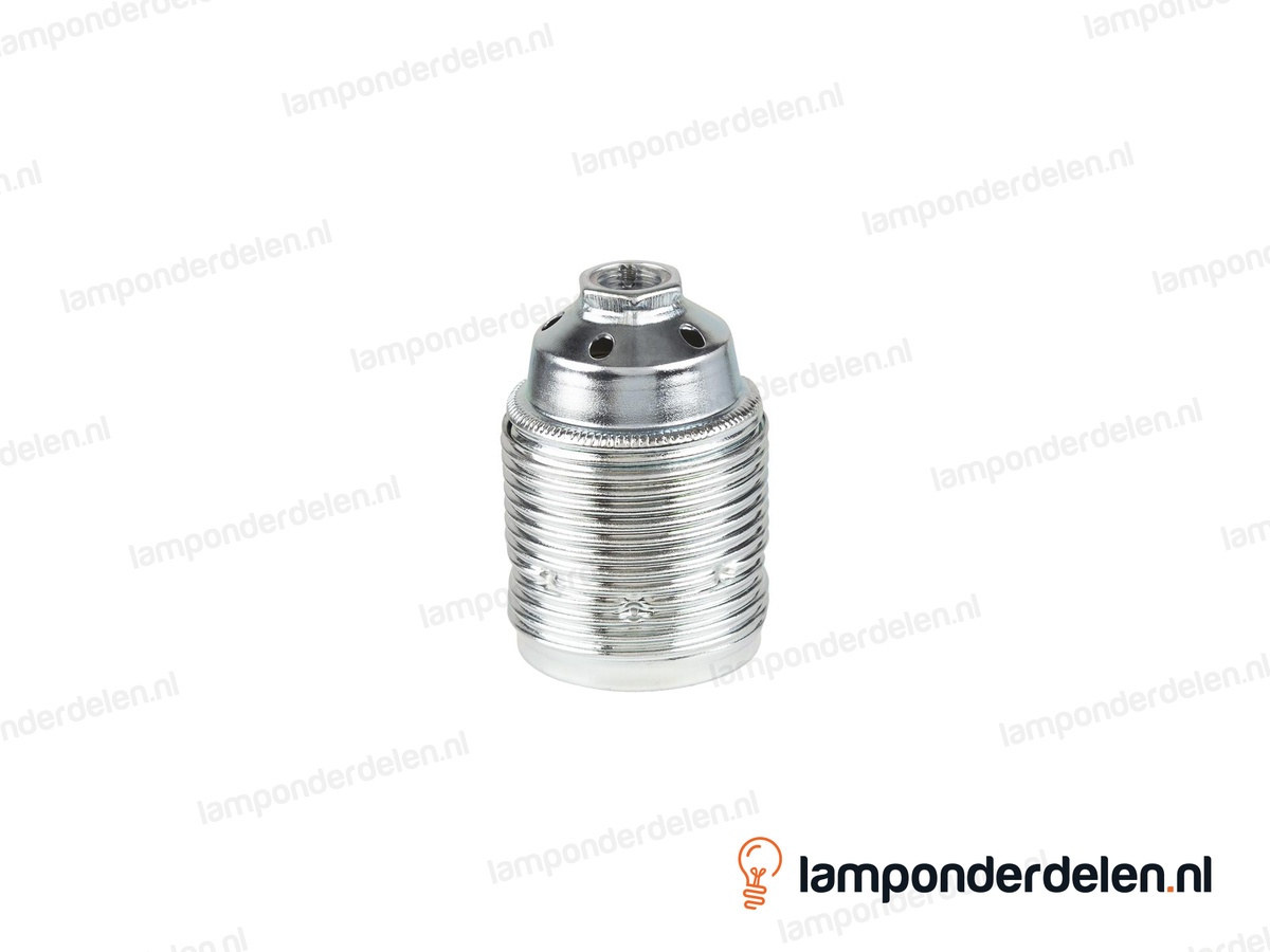 Fitting E27 metaal chroomkleurig doorlopend
