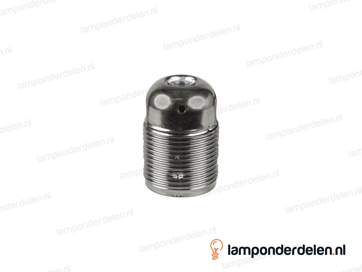 Fitting E27 metaal gunmetalkleurig met aarde-aansluiting