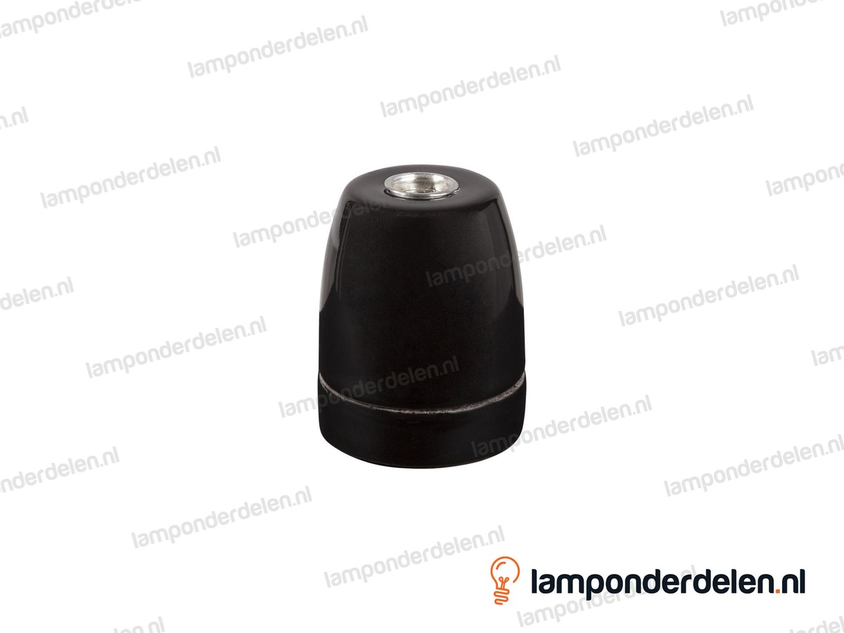 Fitting E27 porselein zwart