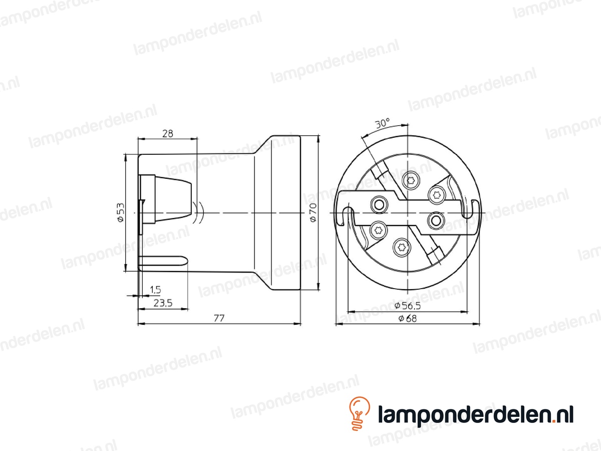 Fitting E40 porselein met montagebeugel voor M5