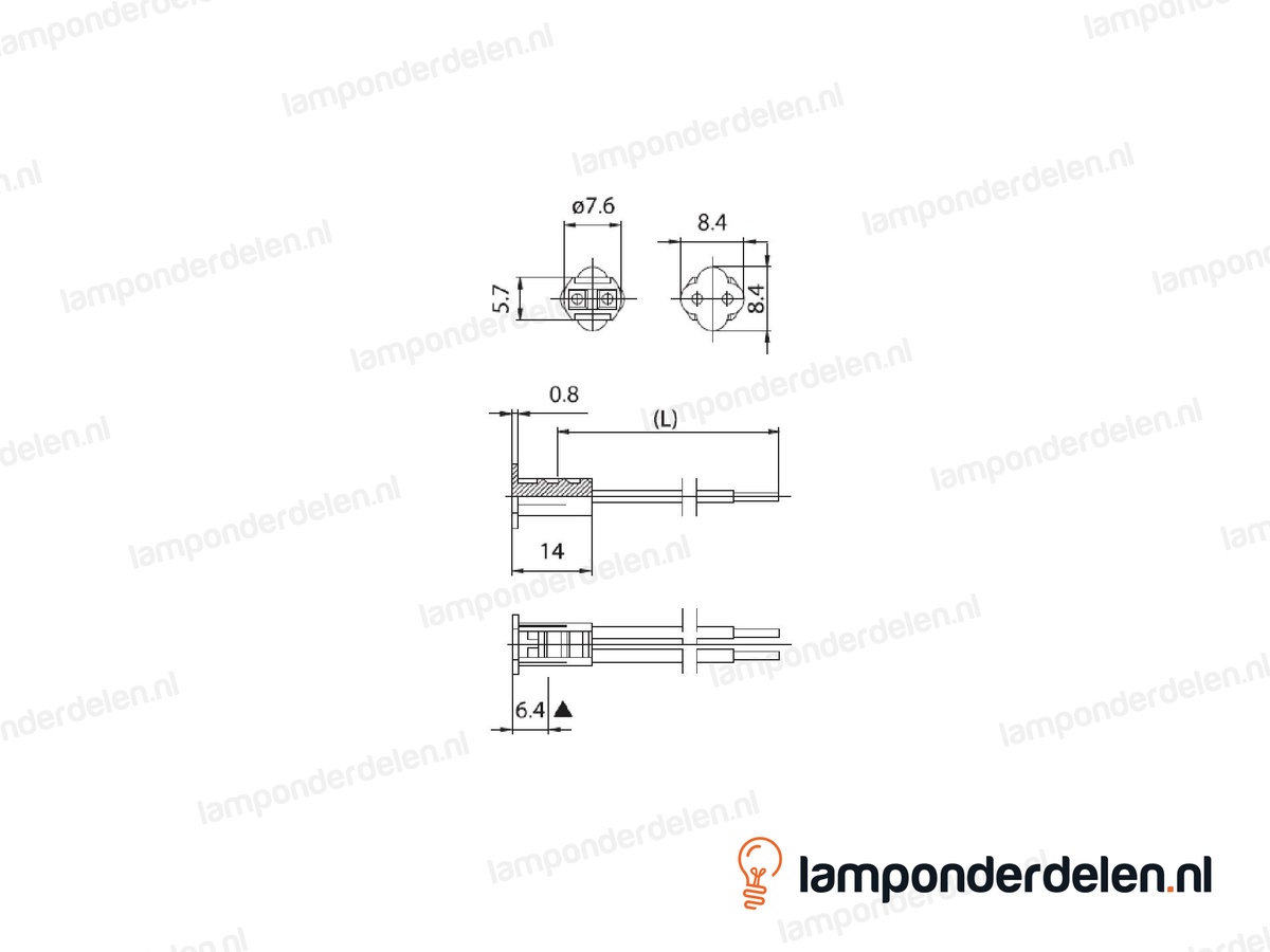 Fitting G4 smal - lengte 2 meter