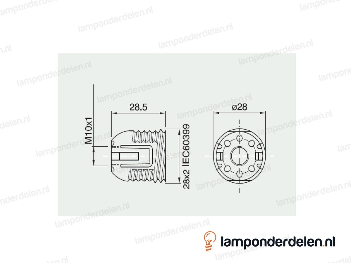 Fitting G9 keramisch met kunststof huls - breed model