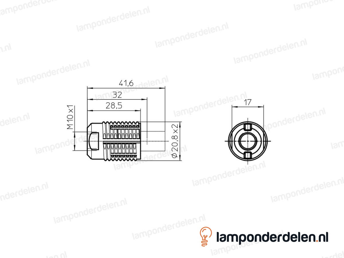 Fitting G9 keramisch met kunststof huls - smal model