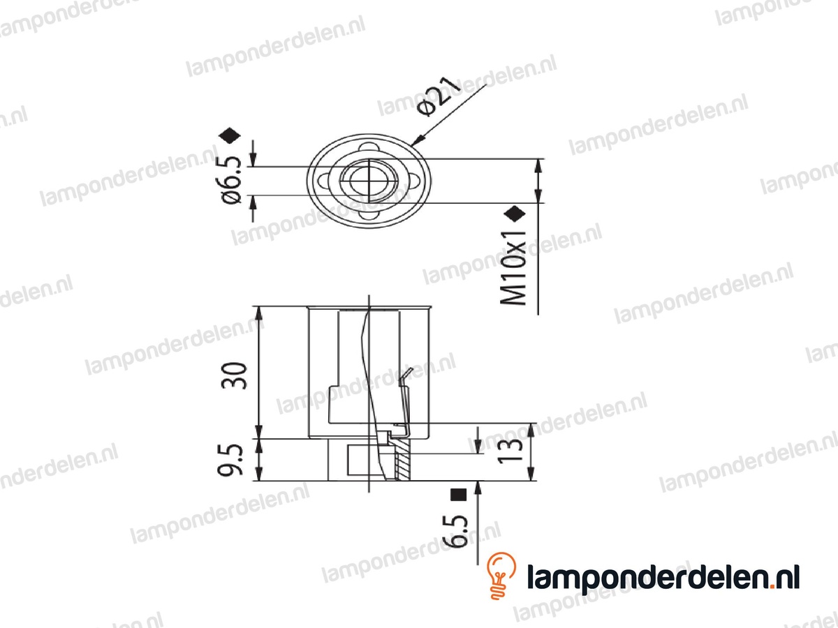 Fitting G9 keramisch smal met metalen huls