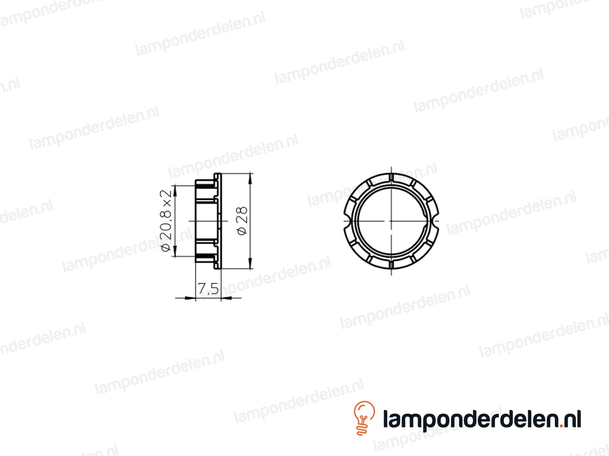 Fitting G9 schroefring kunststof - smal model