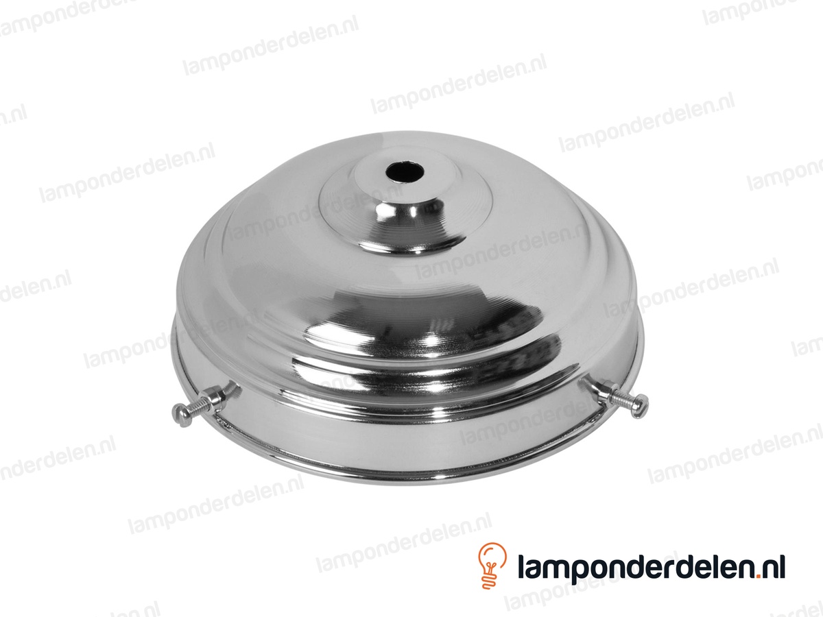 Glashouder messing chroomkleurig met 3 stelschroeven - voor glazen lampenkap met rand tot 12 cm
