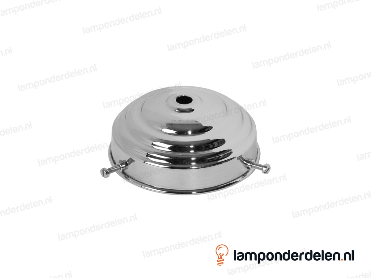 Glashouder messing chroomkleurig met 3 stelschroeven - voor glazen lampenkap met rand tot 8,5 cm