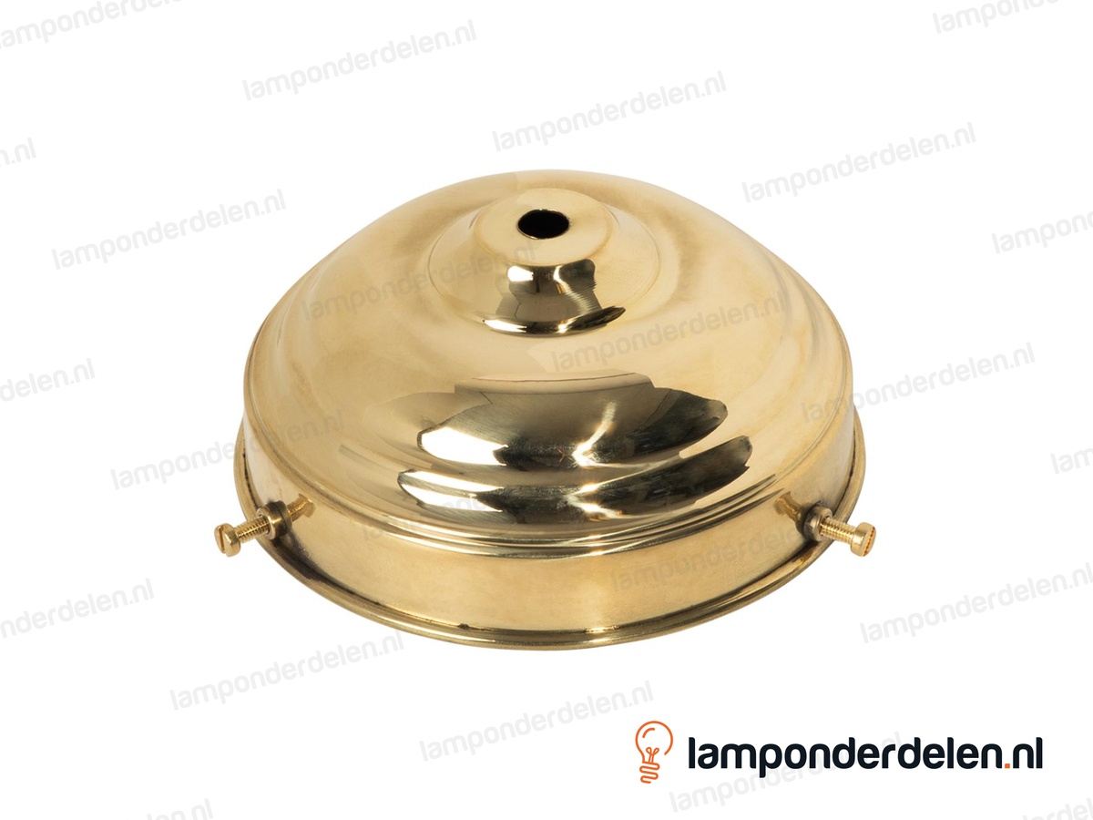 Glashouder messing gepolijst met 3 stelschroeven - voor glazen lampenkap met rand tot 12 cm