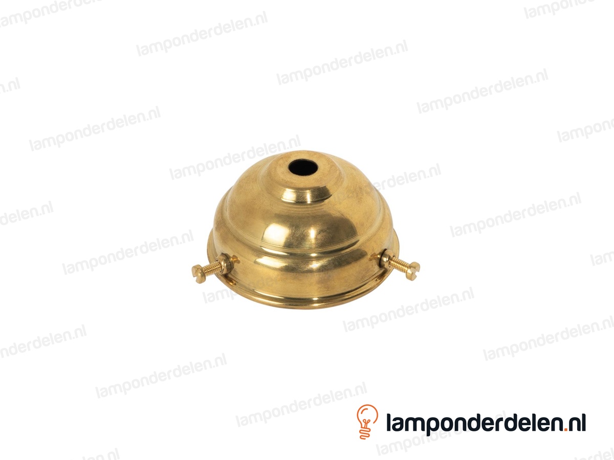 Glashouder messing gepolijst met 3 stelschroeven - voor glazen lampenkap met rand tot 6 cm