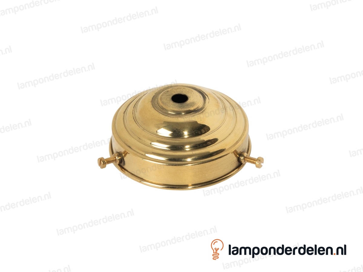 Glashouder messing met 3 stelschroeven - voor glazen lampenkap met rand tot 8 cm