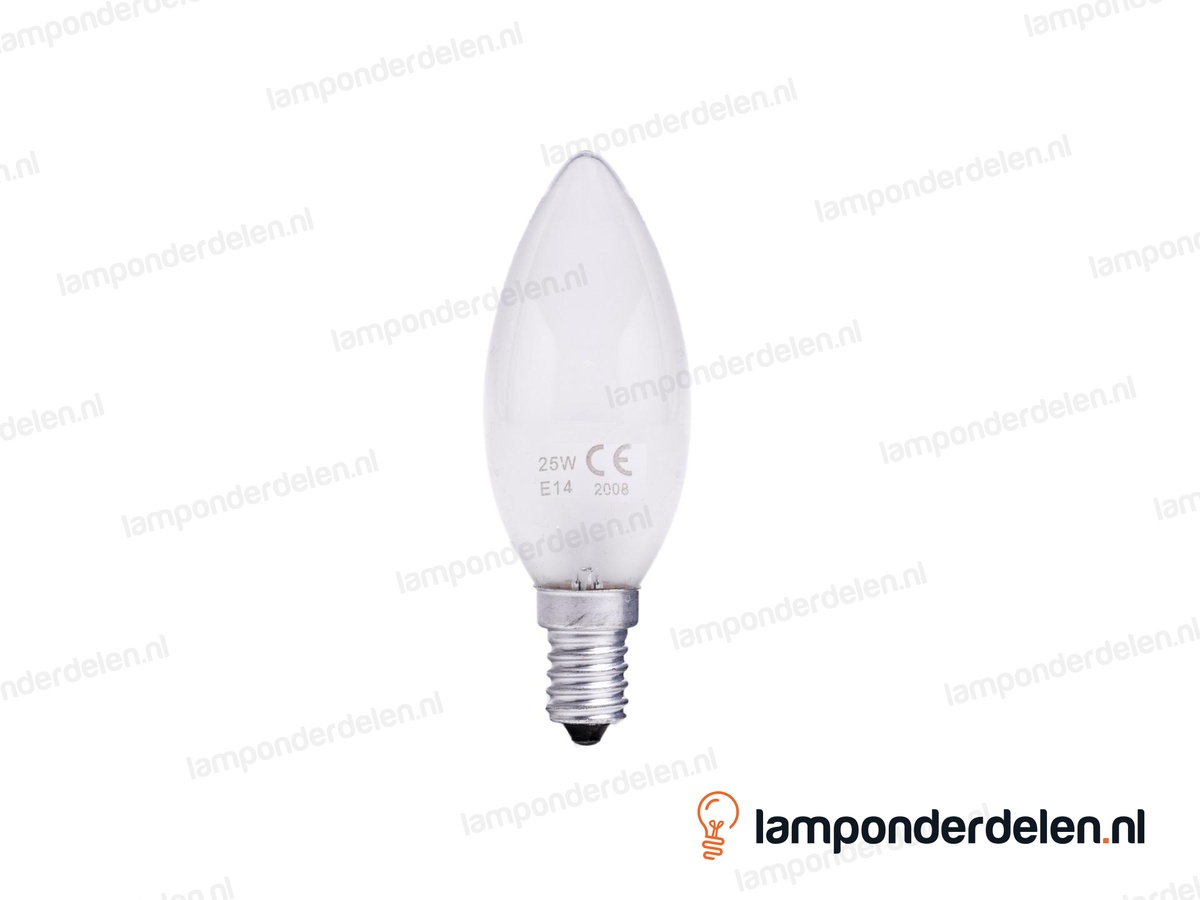 Gloeilamp - kaarslamp - E14 - B35 - mat - 25W