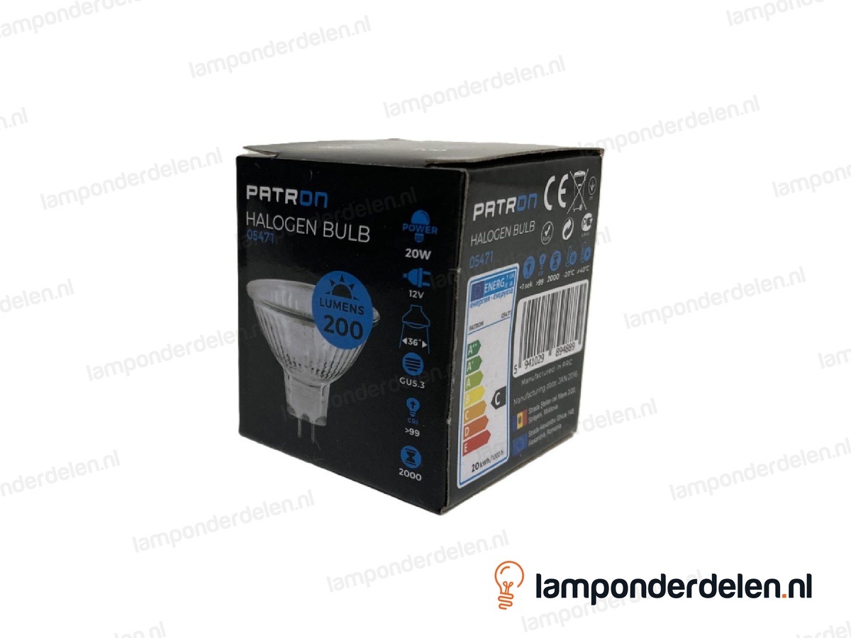 Halogeenlamp - 51 MM - MR16 - GU5.3 - 20W - 12 volt - 36°