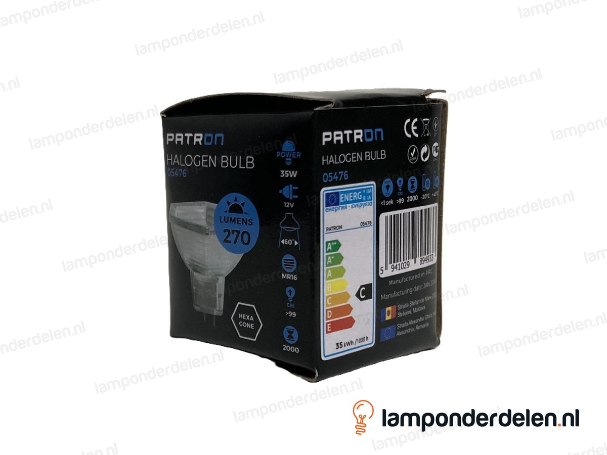 Halogeenlamp - hexagon zeskant - MR16 - GU5.3 - 35W - 12 volt - 60°