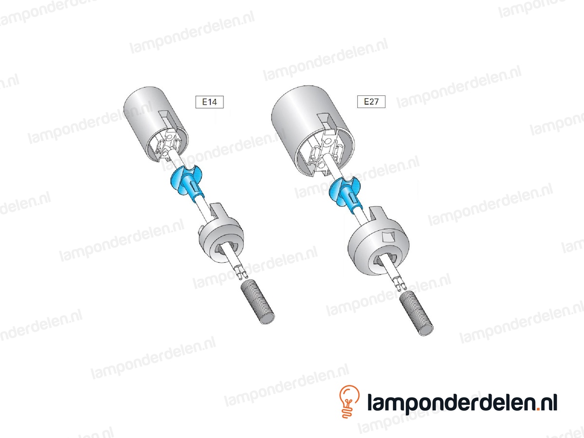Isolatietule E14/E27 kunststof wit met trekontlaster - 19 x 24,5 mm - geschikt voor draadeind M10x1 en plat snoer
