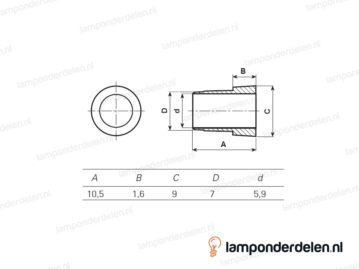 Isolatietule kunststof transparant -  geschikt voor draadeind M10x1 - snoerdoorvoer 5,9 mm