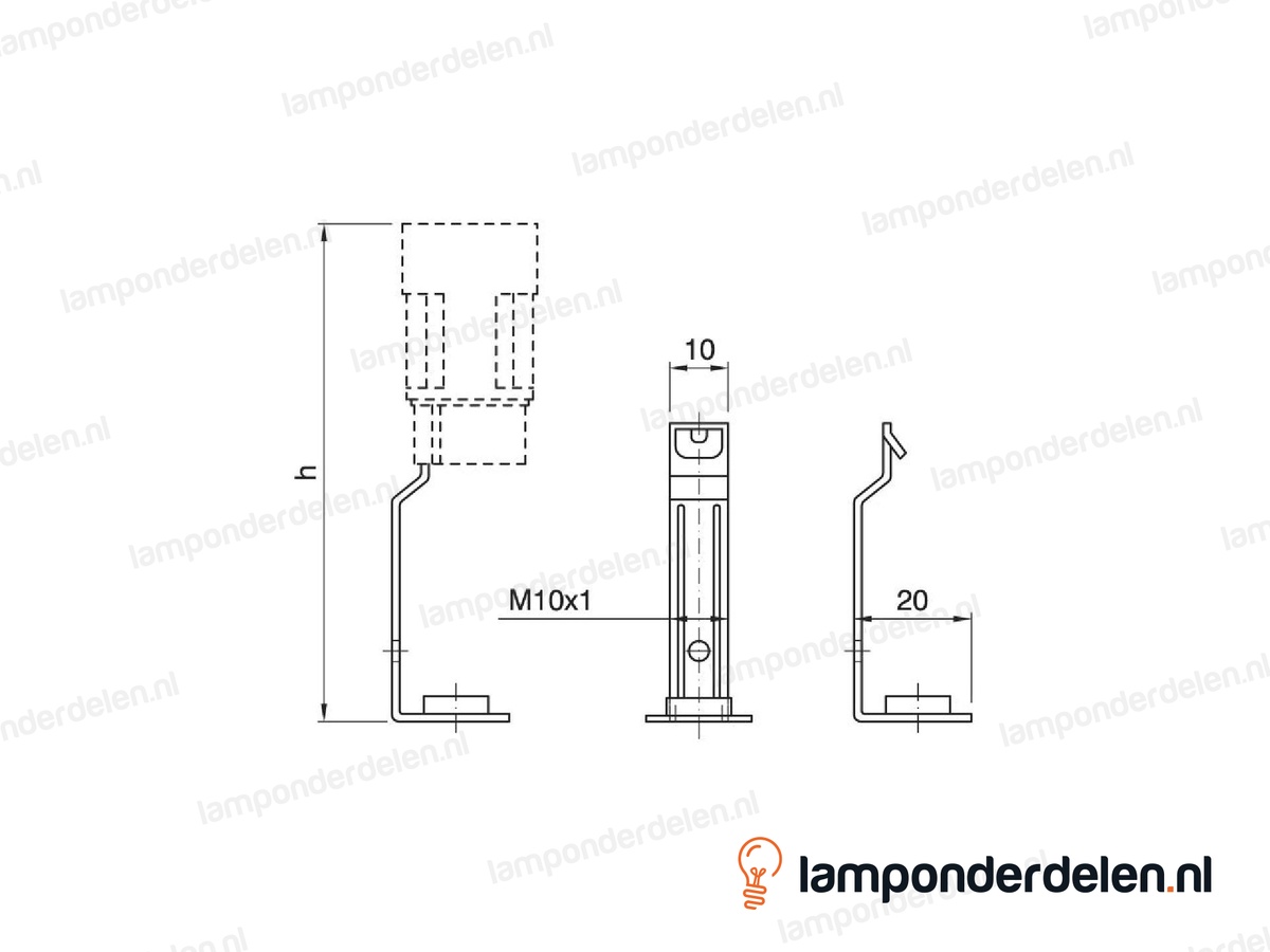 Kaarsfitting E14 - lengte 10 cm - model A