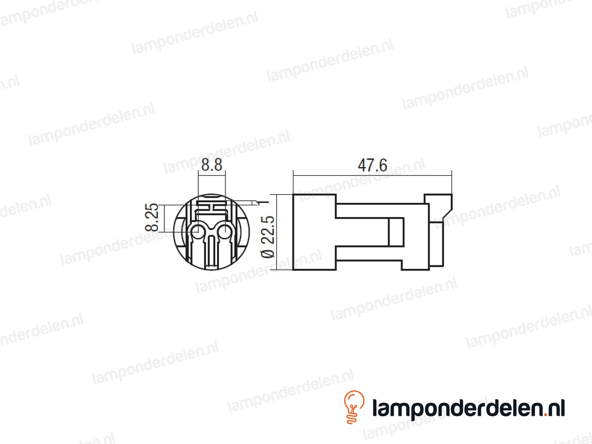 Kaarsfitting E14 - lengte 10 cm - model B