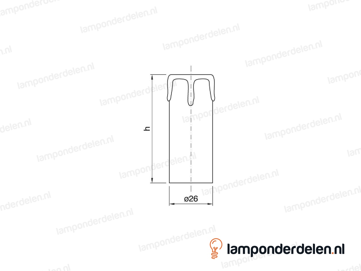 Kaarshuls E14 creme - lengte 10 cm - model A