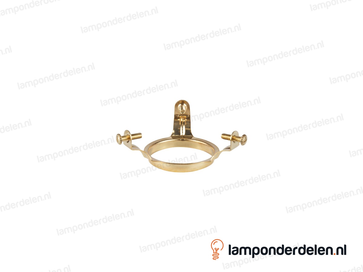 Kaphouder E14 metaal messingkleurig met 3 stelschroeven - voor glazen lampenkap met rand tot 6 cm